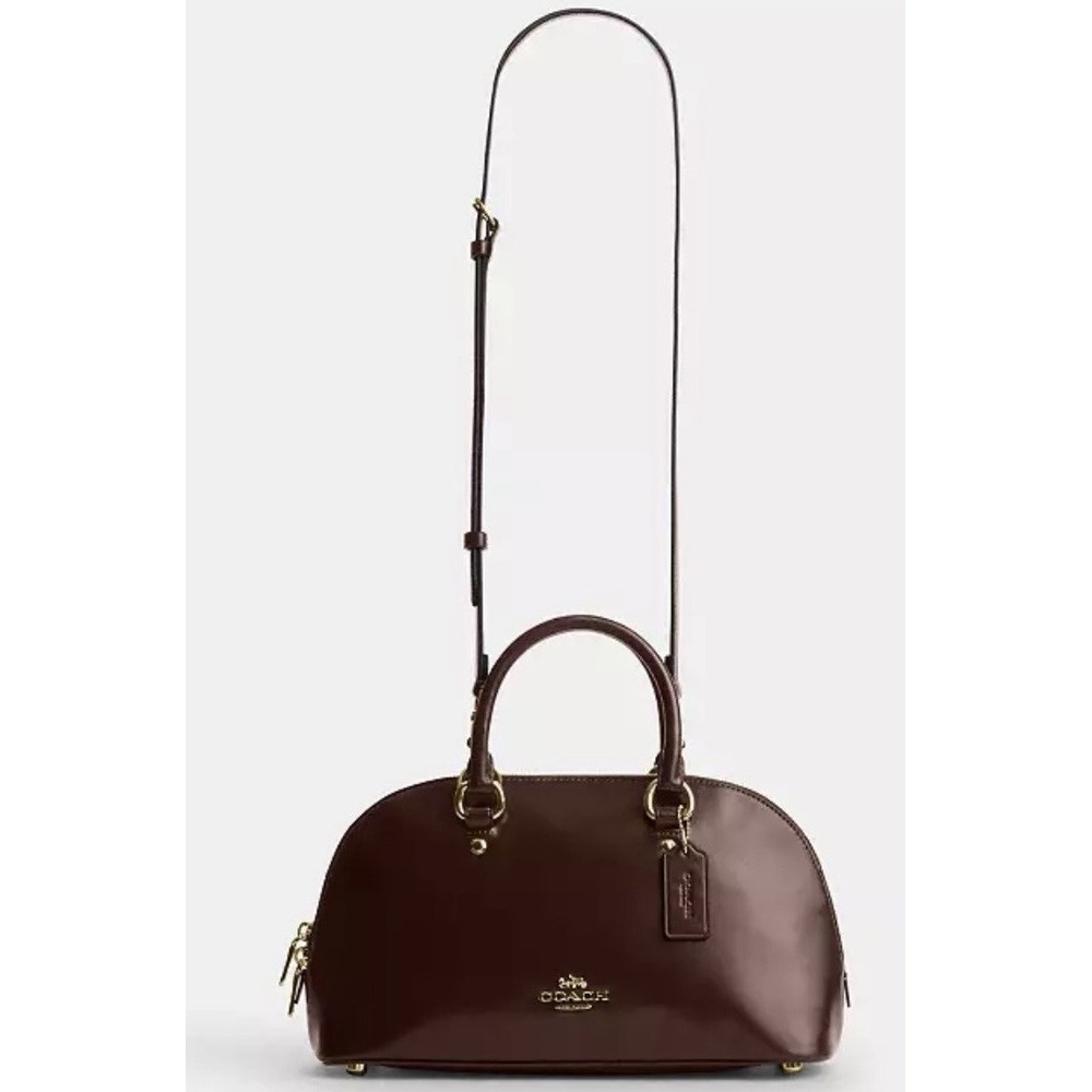Coach Lara Satchel Gold Maple Leather Handbag Crossbody Shoulder Bag - Picture 5 of 11